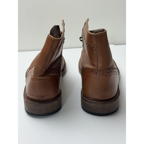 Size 9 - ASOS Men’s Brown Leather Brogue Wingtip Boots - Picture 4 of 8
